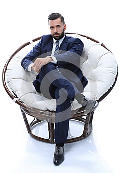 Businessman sitting in a comfortable chair