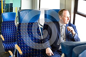 Businessman sitting in a train