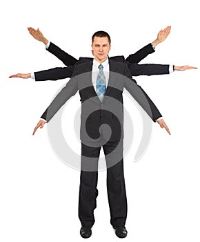 Businessman with six hands