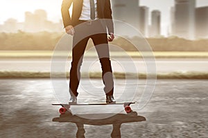 Businessman on a Skateboard
