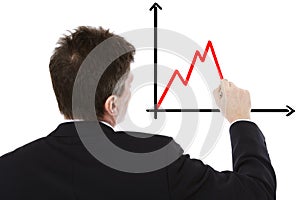 Businessman sketching negative chart
