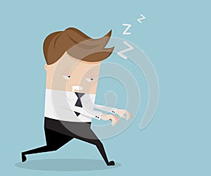 Businessman sleepwalking cartoon vector