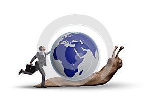 Businessman in slow business global business concept