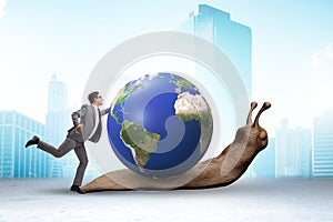 Businessman in slow business global business concept