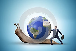 Businessman in slow business global business concept