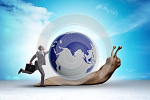 Businessman in slow business global business concept