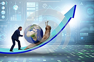 Businessman in slow business global business concept