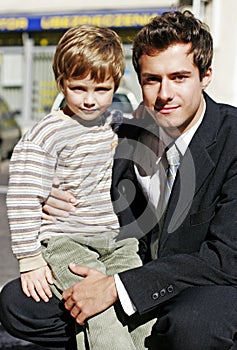 Businessman with a small boy