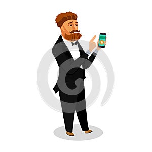 Businessman with Smartphone Isolated Illustration