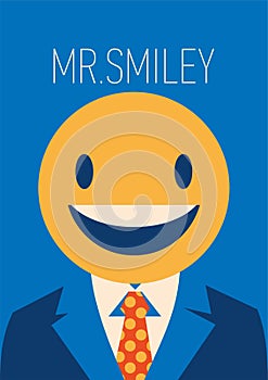 Businessman with a smiley face instead of his head