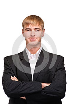 Businessman, smiling with his hands folde