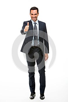 Businessman smiling thumb up