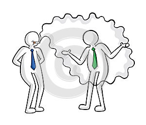 Businessman smokes and his colleague is disturbed vector illustration