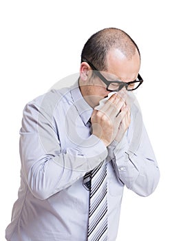 Businessman sneezes photo
