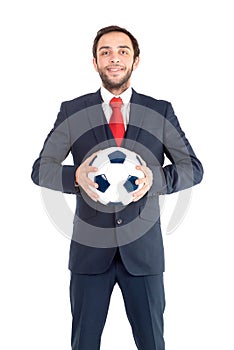 Businessman with soccer ball