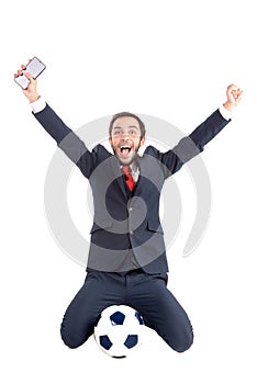 Businessman with soccer ball