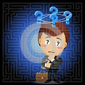 Businessman solving the solution of labyrinth