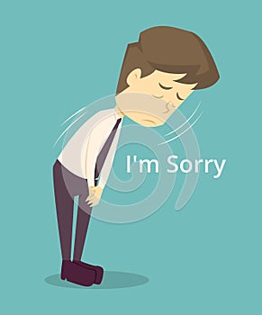 Businessman sorry, apologize.cartoon of business,employee unsuccess is the concept of the man characters business, the mood of