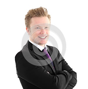 Businessman standing in a black jacket and tie