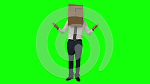 Businessman standing with box over his head