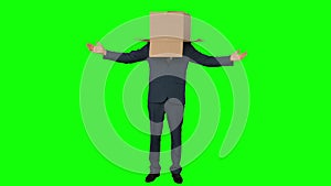 Businessman standing with box over his head