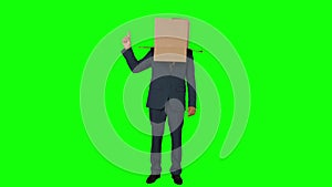 Businessman standing with box over his head