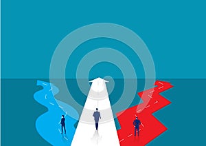 Businessman standing for Choose a way.  Business success concept. Vector illustration