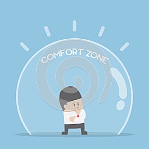 Businessman standing in comfort zone