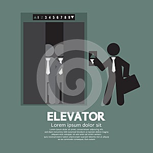 Businessman Standing With Crowded Elevator