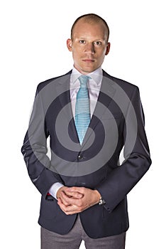 Businessman standing isolated on white background