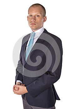 Businessman standing isolated on white background
