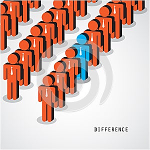 Businessman standing out from the crowd. Business idea and difference concept.