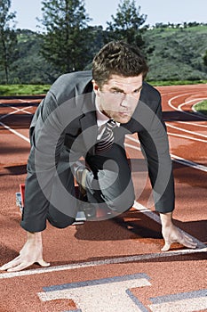 Businessman At Starting Blocks