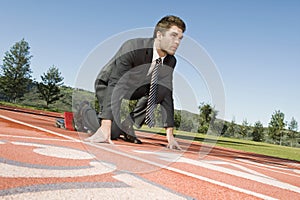 Businessman At The Starting Blocks