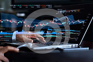 Businessman with statistic graph of stock market financial