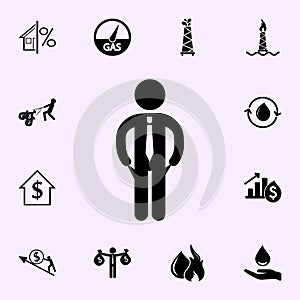 Businessman stay with empty pockets icon. Profit icons universal set for web and mobile