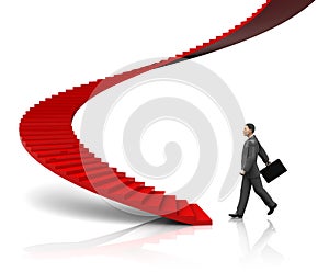 Businessman step to stairway