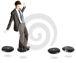 Businessman On Stepping Stones