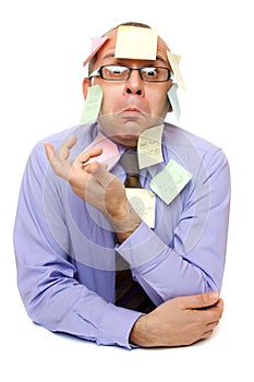 Businessman with sticky notes