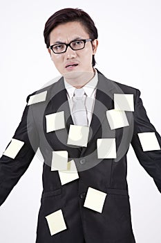 Businessman in sticky notes