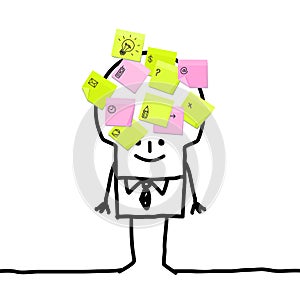 businessman with sticky notes