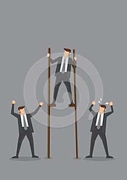 Businessman on Stilts Conceptual Vector Illustration