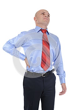 Businessman with strong back pain