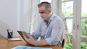 Businessman struggle to solve work problem from home. Synchronos