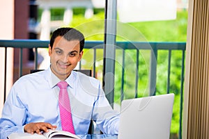 Businessman or student working laptop and