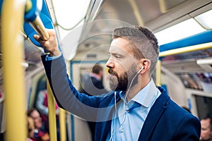 Businessman in subway
