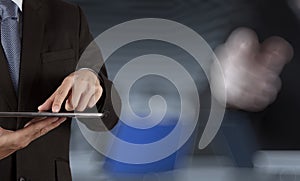 Businessman success working computer