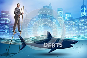 The businessman successfully dealing with loans and debts