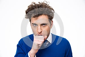 Businessman suffer from a bad cough