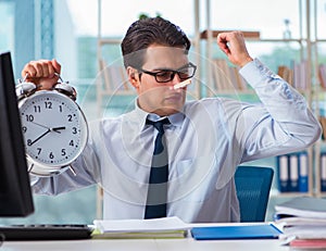 Businessman suffering from excessive armpit sweating